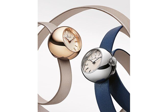Lady B in red gold and steel on curved straps