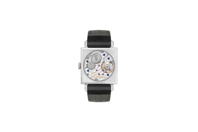 Sapphire caseback of the Tetra 27 showing the DUW 4001 movement